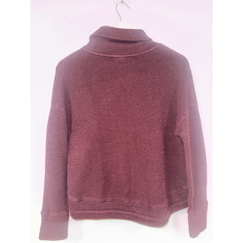 Sweaty Betty Burgundy Waffle Knit‎ Turtleneck Pullover Sweater Thumbholes Small - Picture 4 of 5